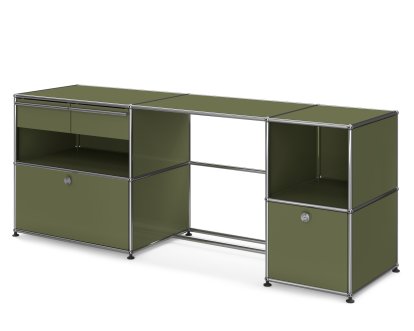 Bureau USM Haller Type 3, Vert olive RAL 6003, Patin de nivelage