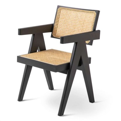 Chaise Capitol Complex, Chêne teinté noir, Avec accoudoirs