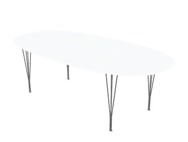 Superellipse, 240 x 120 cm, Stratifié blanc avec bord aluminium