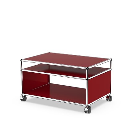 USM Haller table d'appoint à roulettes, Rouge rubis USM, Souples pour sols durs