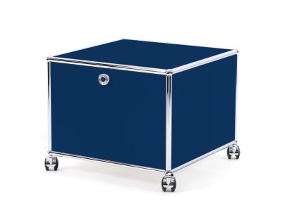 Caisson imprimante USM Haller, 50 cm, Bleu acier RAL 5011, Avec roulettes