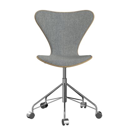 Série 7, siège pivotant 3117 / 3217, rembourrage avant, Sans accotoirs, Bois laqué clair, Chêne laqué clair, 116 - Blanc gris, Chromé