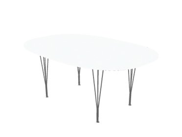 Superellipse, 180 x 120 cm, Stratifié blanc avec bord aluminium
