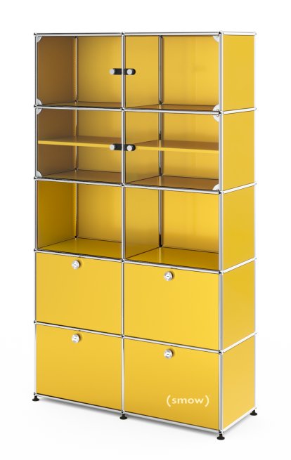 Vitrine USM Haller, H 179 x L 103 x P 38 cm, Jaune or RAL 1004, Tous les compartiments avec serrures