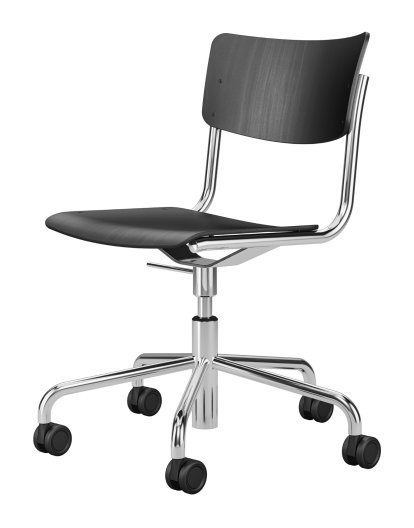 S 43 DR/FDR Atelier, Hêtre teinté noir, Chromé, Sans accotoirs