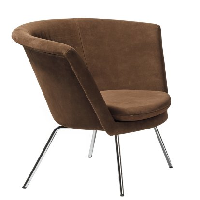 Fauteuil H57, Noir peint par poudrage, Cuir suède, Mocca
