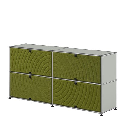 Buffet USM Haller L avec USM Soft Panels, rond, Gris clair RAL 7035, Vert