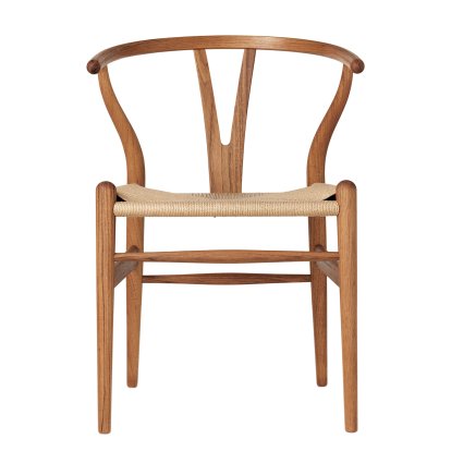 CH24 Wishbone Chair, Teck huilé, Paillage naturel