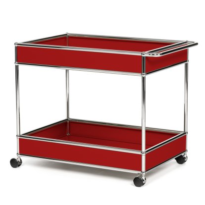 Chariot-bar USM Haller type II habillé, Rouge rubis USM, Souples pour sols durs