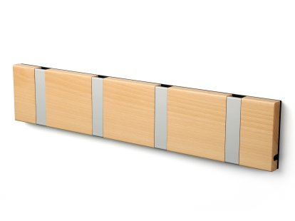 Knax, 4 crochets, Aluminium, Hêtre laqué clair