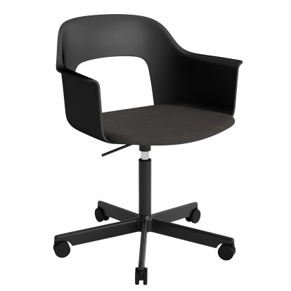 Chaise pivotant Layout 243 avec accoudoirs et assise rembourrée, Noir / Mode 005, Aluminium thermolaqué noir 