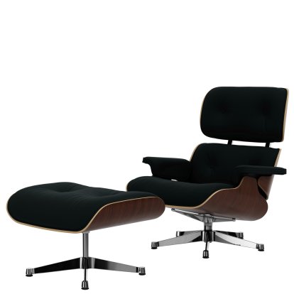 Eames Lounge Chair & Ottoman Calma, Noyer foncé, Calma, vert pin, 89 cm, Aluminium poli