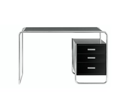 Bureau S 285/1 - S 285/2 Bauhaus, Hêtre teinté noir, S 285/2: 1 grand bloc de tiroirs à l'intérieur à droite