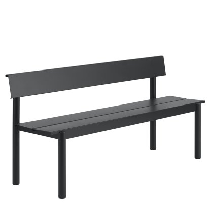 Banc Linear Steel avec dossier, L 170 x L 50,9 cm, Noir