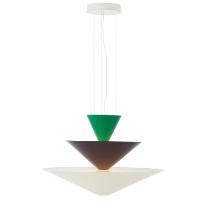 Suspension Gio, Ø 92 cm x H 61 cm, Vert signal, bleu profond et blanc écru