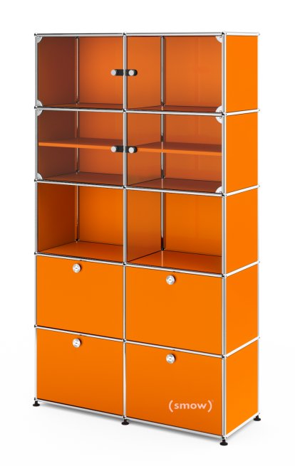 Vitrine USM Haller, H 179 x L 103 x P 38 cm, Orange pur RAL 2004, Sans serrures