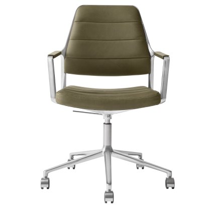 Chaise pivotante Swivel 455+, Piétement à roulettes, Cuir vert bosco