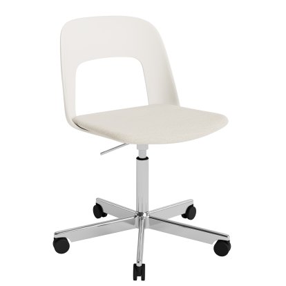 Chaise pivotant Layout 143 avec assise rembourrée, Blanc crème / Mode 011, Aluminium poli
