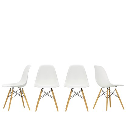 Eames Plastic Sidechair DSW Lot promotionnel de 4, Blanc RE, érable nuance de jaune