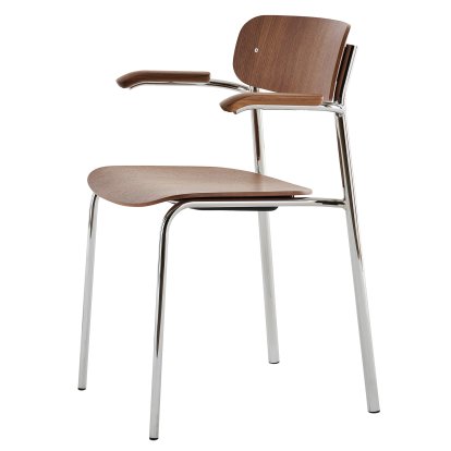 S 243 F Fauteuil, Chrome, Noyer verni transparent