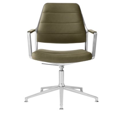 Chaise pivotante Swivel 455+, Piètement fixe, Cuir vert bosco
