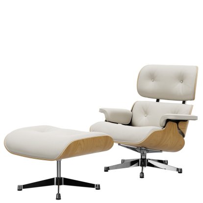 Eames Lounge Chair & Ottoman White, 84 cm - Hauteur originale de 1956