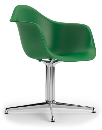Eames Plastic Armchair DAL, Vert émeraude, Sans rembourrage, Sans rembourrage, Aluminium poli, Nouvelle hauteur d'assise (43,0 cm)
