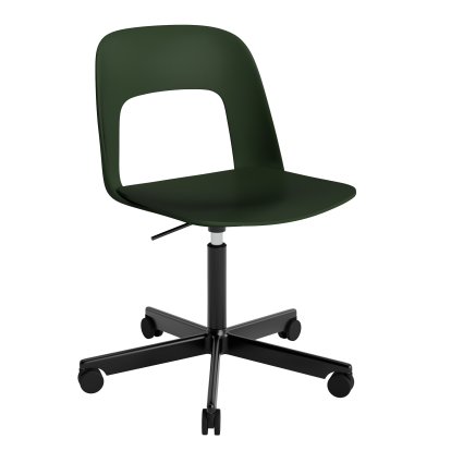 Chaise pivotante Layout 141, Vert bouteille, Aluminium thermolaqué noir 