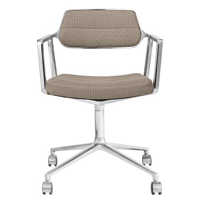 Chaise pivotante Swivel 453, Poli, Piétement à roulettes, mélange laine-lin tilde
