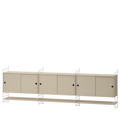 Étagère murale String System avec 3 armoires suspendues, Beige , Beige