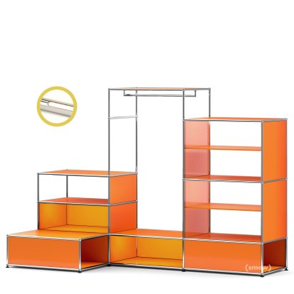 Penderie-présentoir USM Haller XL avec éclairage, Orange pur RAL 2004