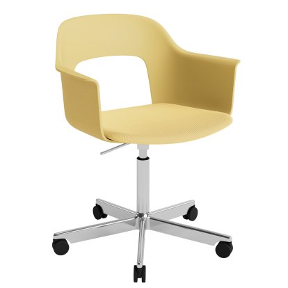 Chaise pivotant Layout 243 avec accoudoirs et assise rembourrée, Biscuits / Relate 431, Aluminium poli