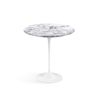 Table d'appoint ronde Saarinen, 51 cm, Blanc, Marbre Arabescato (blanc avec tons gris)