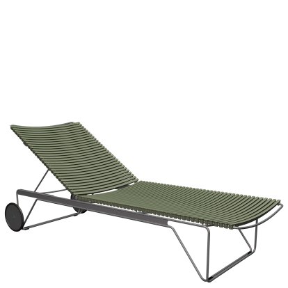 Chaise longue Click, Vert olive, Sans coussin