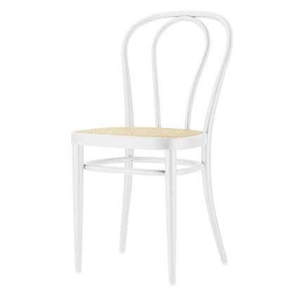 Chaise de bistrot 218 / 218 M bois courbé, Hêtre lasuré blanc, Cannage naturel