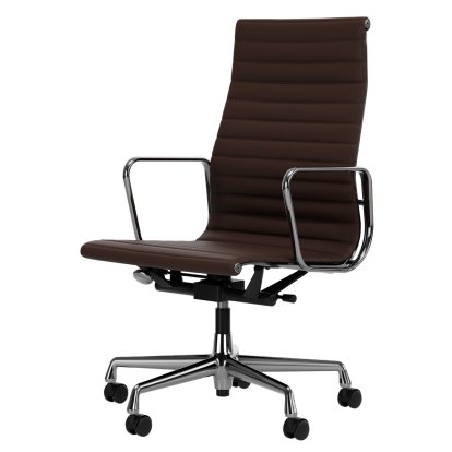 Aluminium Chair EA 119, Poli, Cuir (Standard), Marron