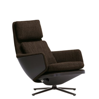 Fauteuil Grand Relax, Sans repose-pieds, Tissu Corsaro, mélange de poivres / Cuir Forte, gris ombre, Noir basic, 41,5 cm