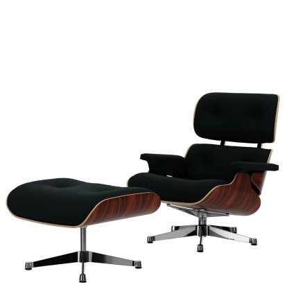 Eames Lounge Chair & Ottoman Calma, Palissandre Santos, Calma, vert pin, 84 cm - Hauteur originale de 1956, Aluminium poli