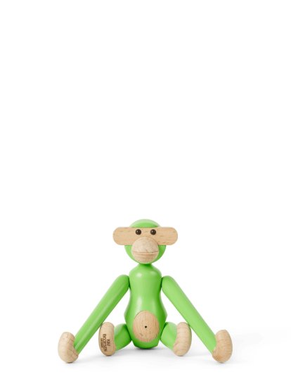 Figurine Singe, Mini (H 9,5 cm), Hêtre/vert clair