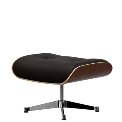 Eames Lounge Chair Ottoman, Noyer foncé, Cuir Premium F chocolate, Aluminium poli