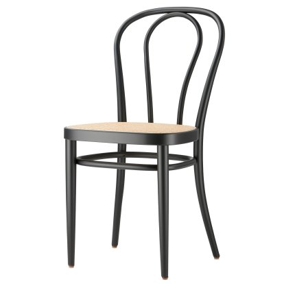 Chaise de bistrot 218 / 218 M bois courbé, Hêtre teinté noir, Cannage naturel