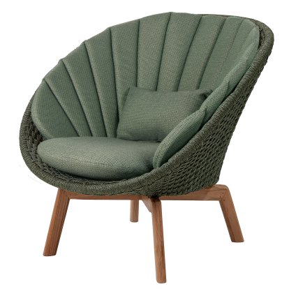 Fauteuil lounge Peacock, Medium flat soft Rope - Dark green, Link - Vert foncé