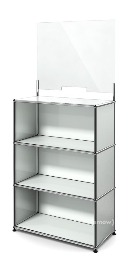 Comptoir USM Haller M avec écran de sécurité, Gris clair RAL 7035, Avec pieds