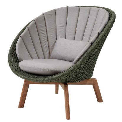 Fauteuil lounge Peacock, Medium flat soft Rope - Dark green, Natté - Taupe
