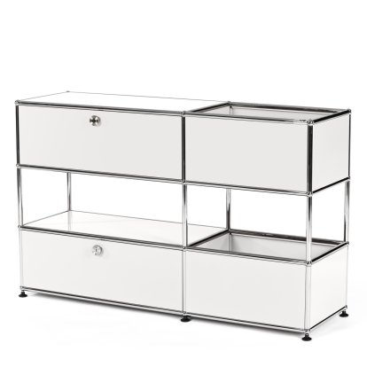 Buffet USM Haller pour enfants M avec boîtes de rangement, Monochrome, Blanc pur RAL 9010, Avec  porte abattante