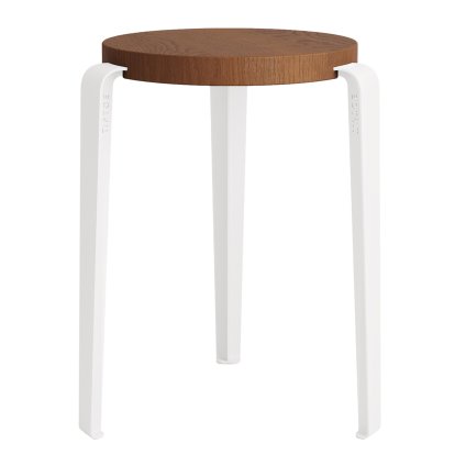 Tabouret Lou, bois massif, Chêne teinté, Blanc nuage