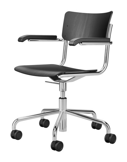 S 43 DR/FDR Atelier, Hêtre teinté noir, Chromé, Avec accotoirs