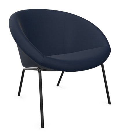 Fauteuil 369 , Tissu Harald bleu foncé, Peint par poudrage noir mat
