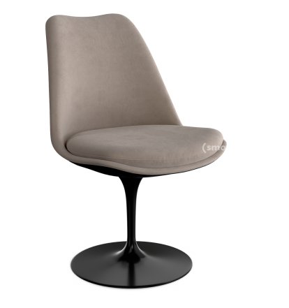Chaise Tulip Saarinen, Rotatif, Coque et coussin d'assise rembourré, Noir, Beige (Eva 177)
