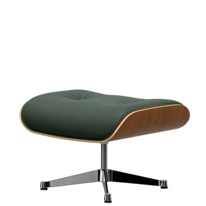 Eames Lounge Chair Ottoman, Noyer naturel, Cuir Premium F jade, Aluminium poli